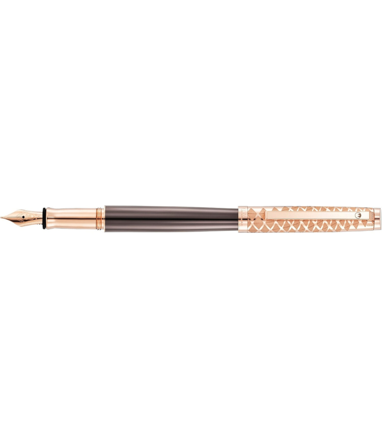 Waldmann Tuscany cap with frosted vela pattern 24ct rose gold plated Fountain Pen 