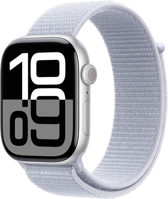 Apple Watch Series 10 GPS, 42mm, Silver Aluminium Case with Blue Cloud Sport Loop
