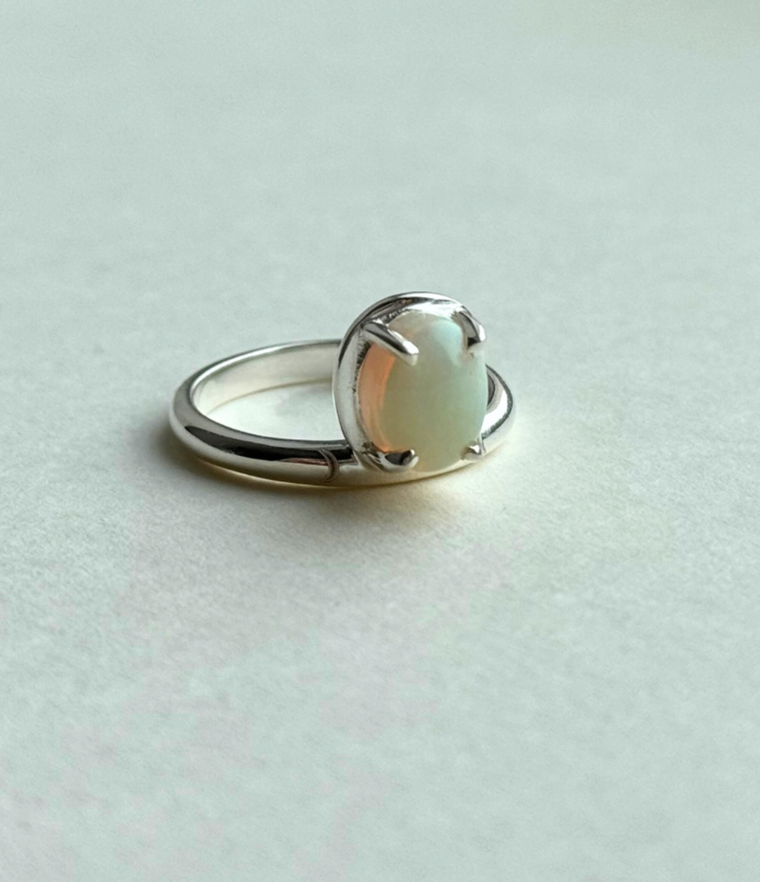 Triple moon white opal ring 