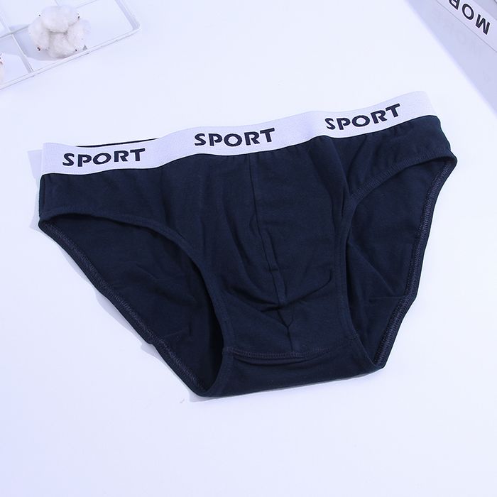 Sports Solid Color Briefs for Men(Deep Blue)(XXL)