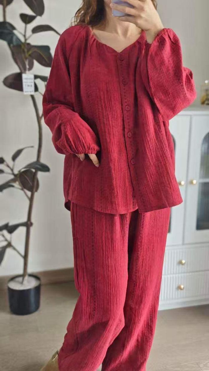 Муслин цэвэр даавуун гэрийн хос хувцас