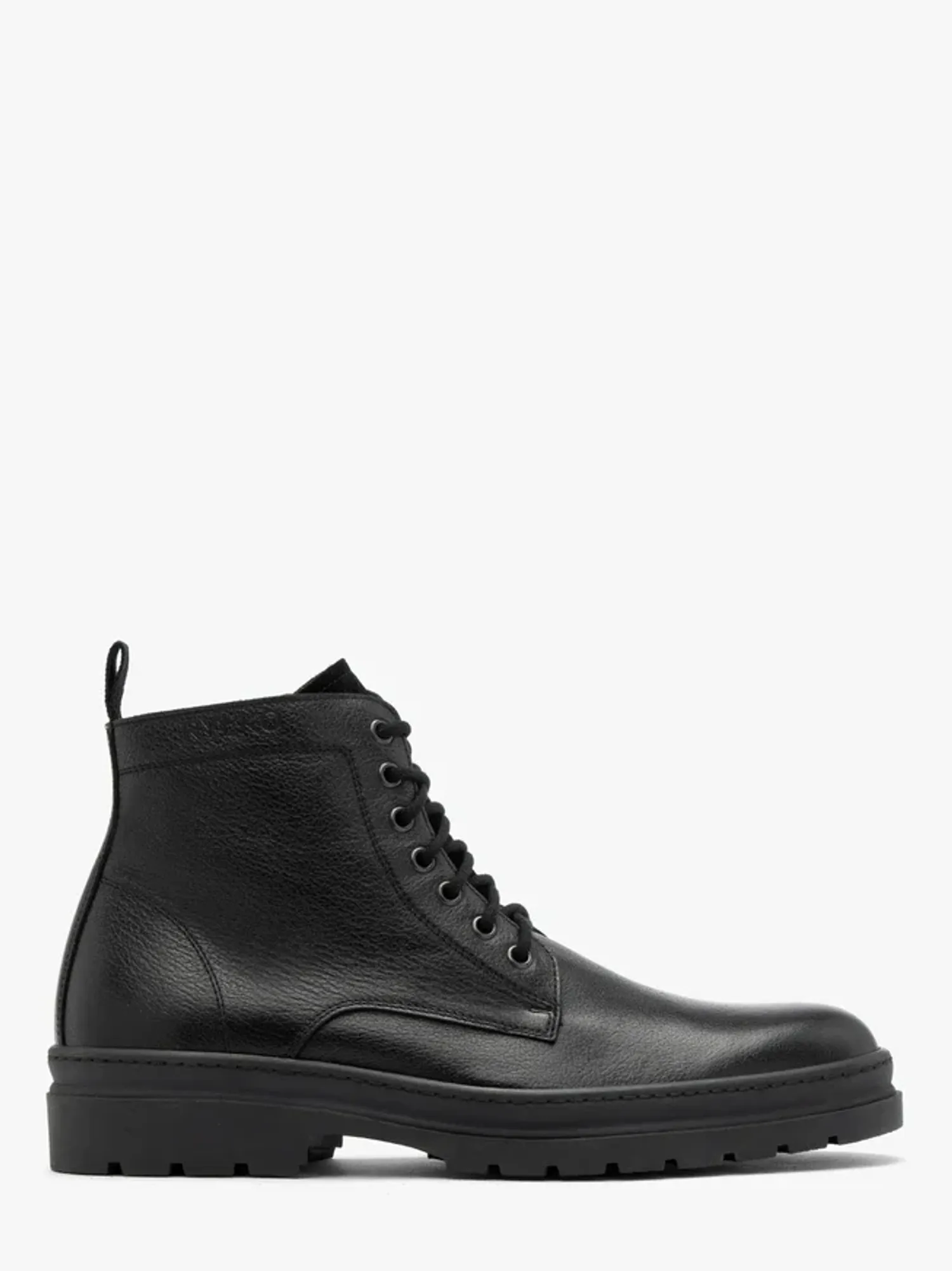 Black men’s winter boots with logo on the upper