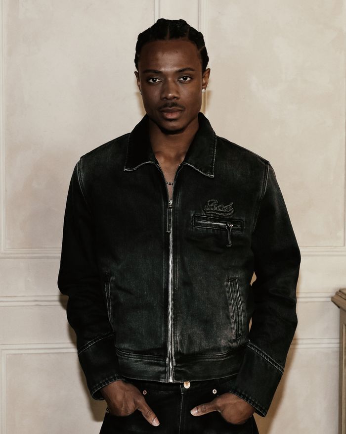 Embossed B Denim Trucker Jacket - Black