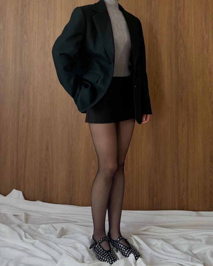 WOOL BLEND BLAZER - DARK GREEN