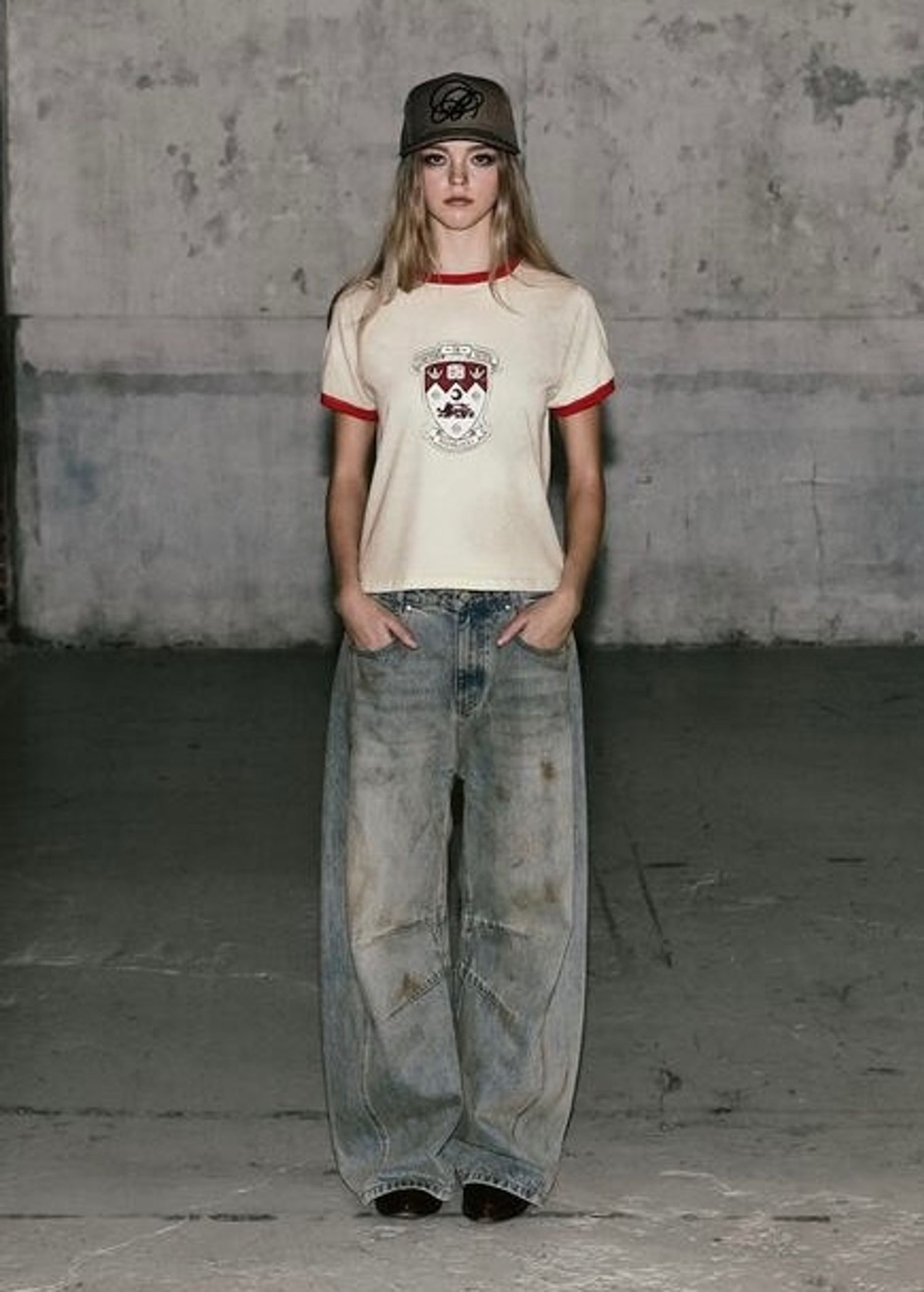 Workshop Shield Print Ringer T-shirt - Cream