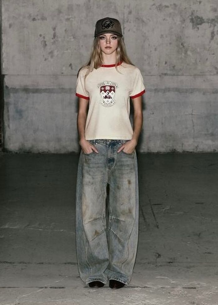 Workshop Shield Print Ringer T-shirt - Cream