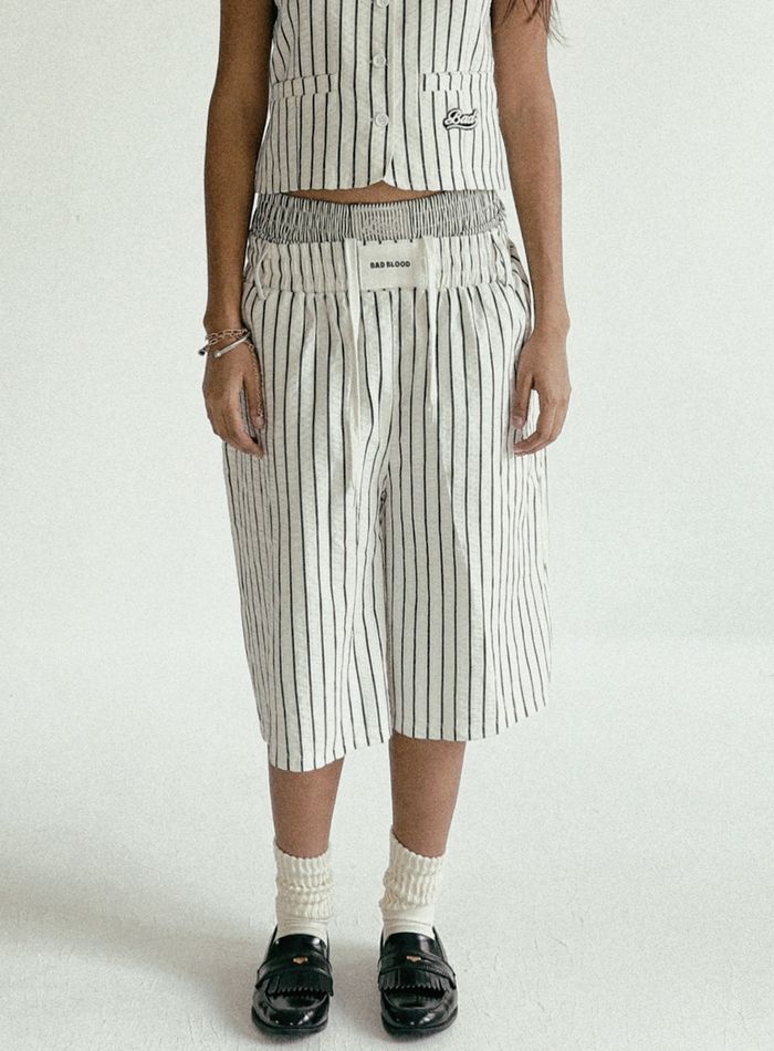 AJ Easy Bermuda Pants - White/Stripes