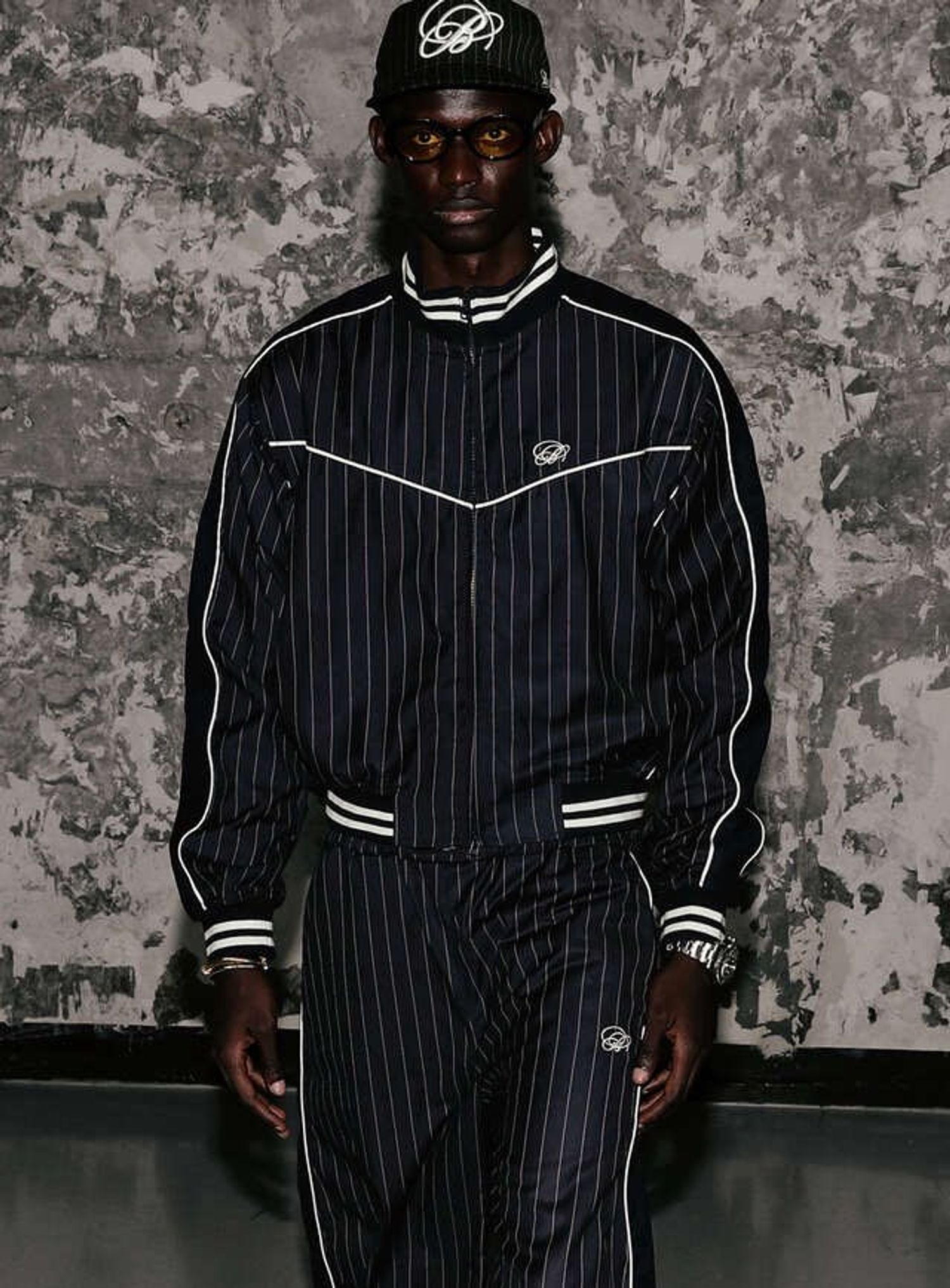 Dark Classic Pin Striped Track Jacket - Navy