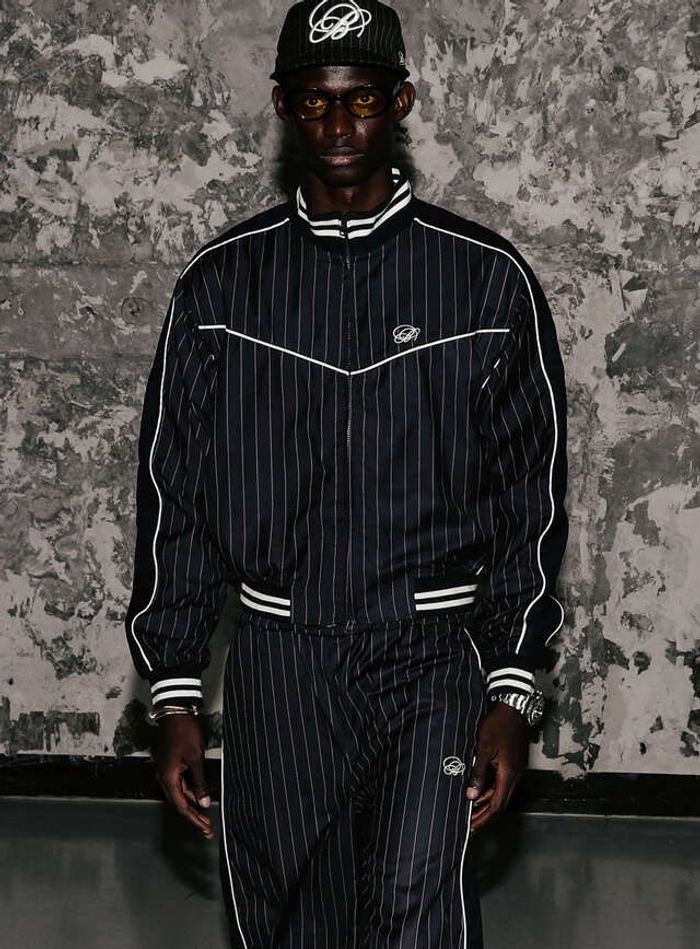 Dark Classic Pin Striped Track Jacket - Navy
