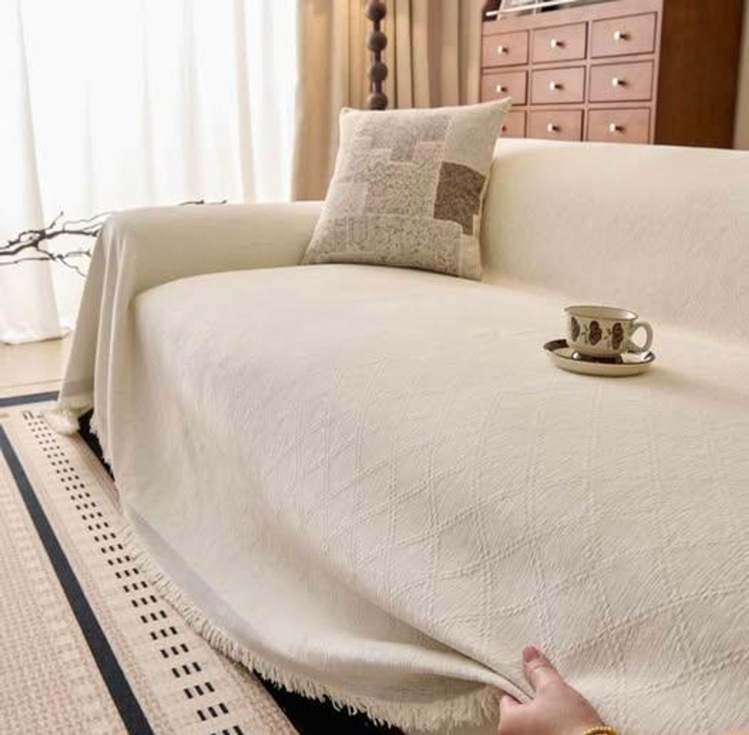 Зөөлөн илгэн даавуун сайн материалтай буйдангийн бүтээлэг