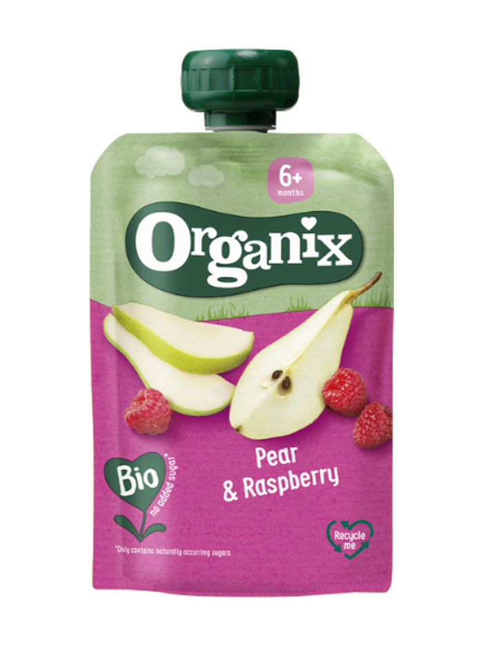 Pear & raspberry pouch / Лийр бөөрөлзгөнөтэй нухаш 100 гр