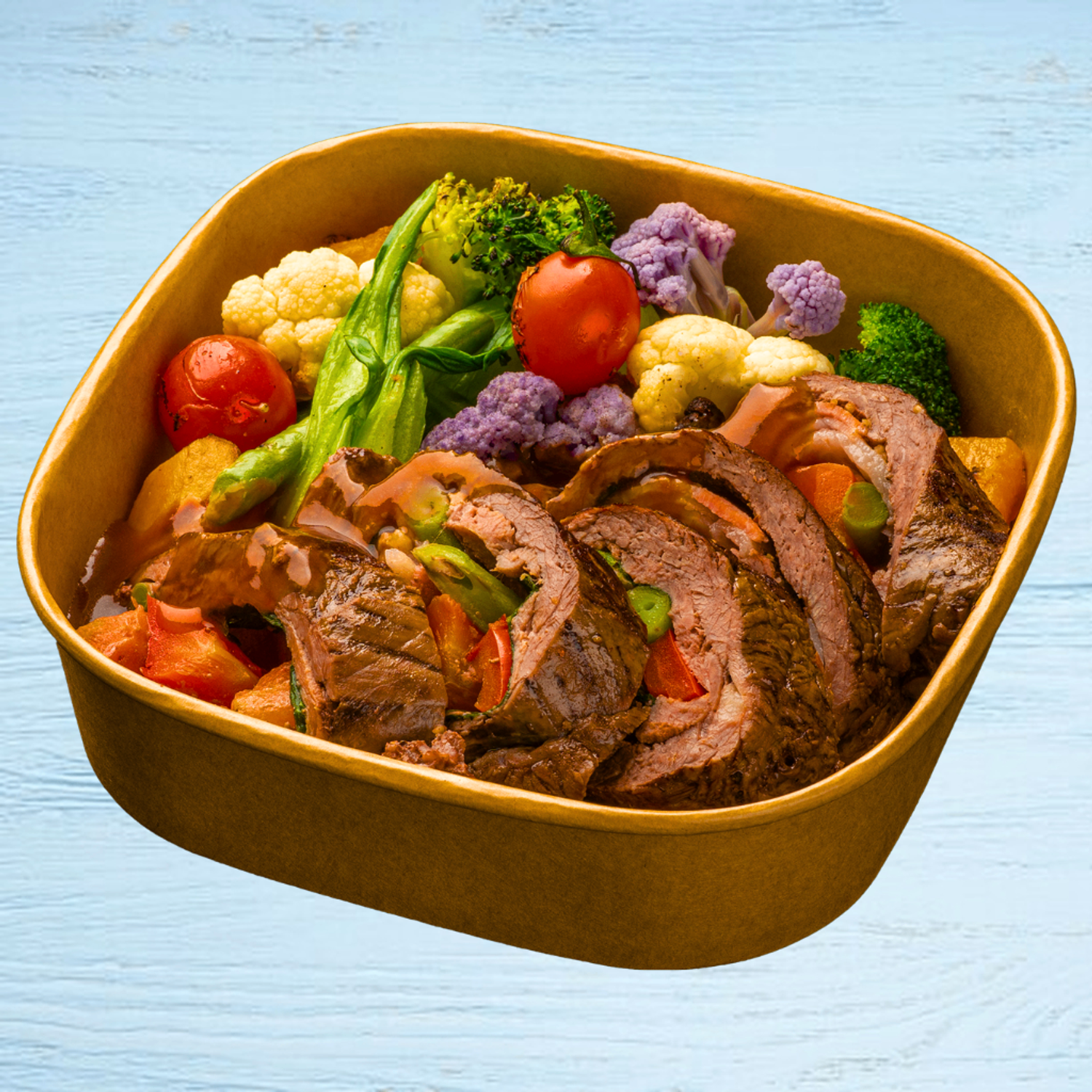 Rolled beef tenderloin steak