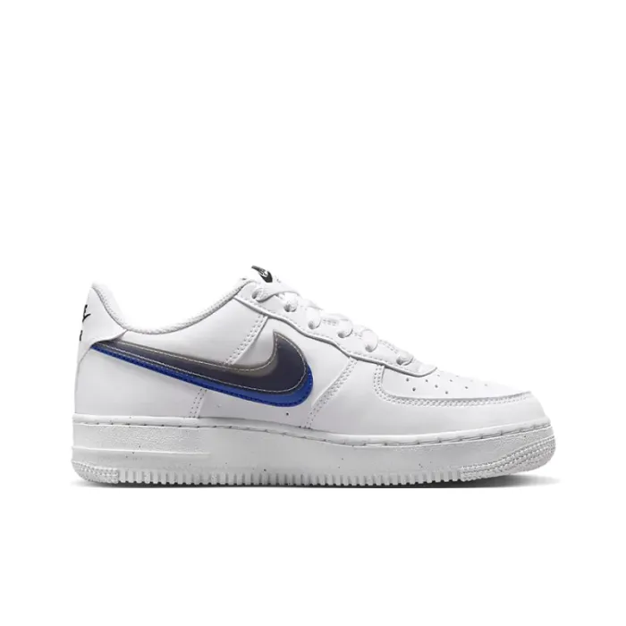 Nike Air Force 1 Low Impact Next Nature Double Swoosh White Black Blue GS