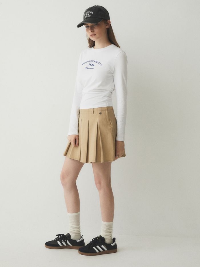 Cotton Pleats Mini Skirt