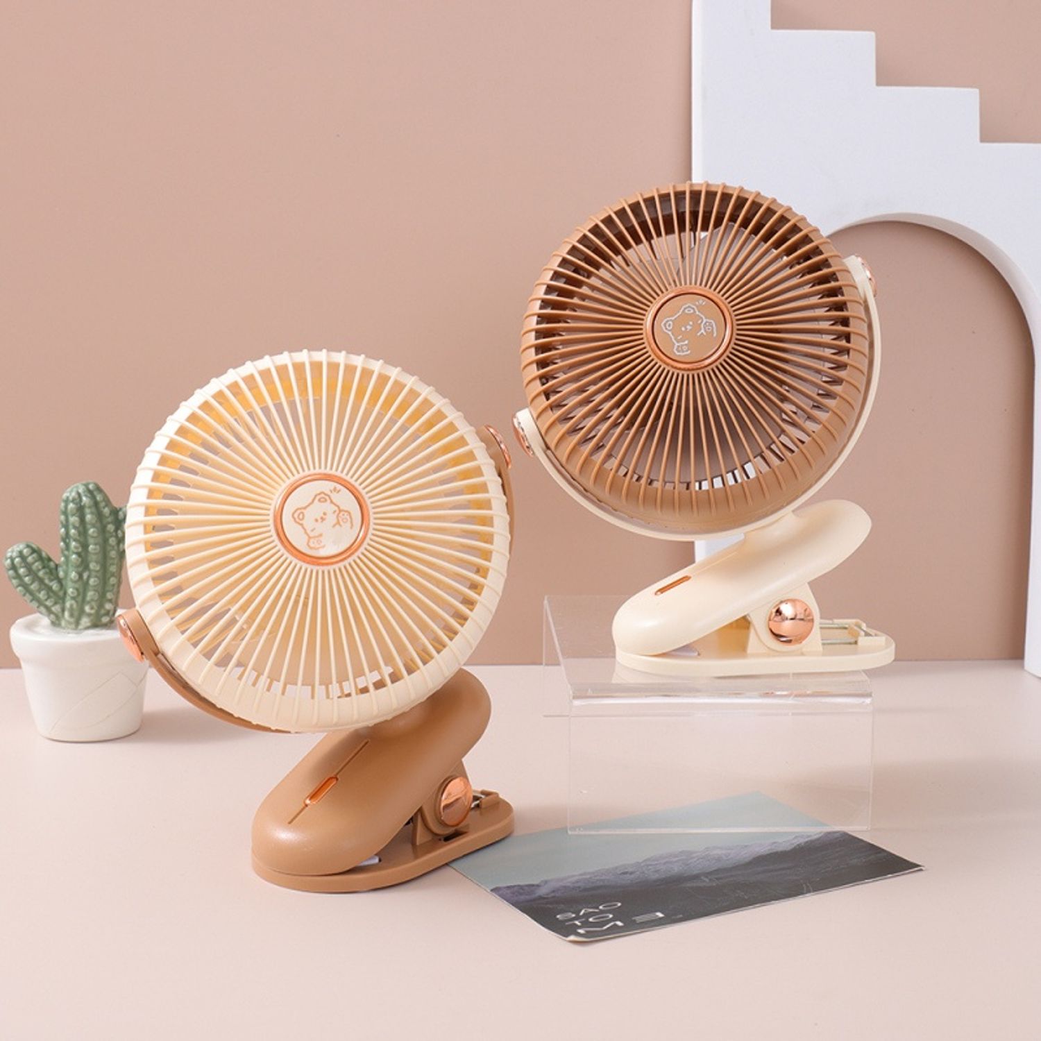 Cream Puff Series Bear Electroplated Clip On Desktop Creative Fan YS-2302