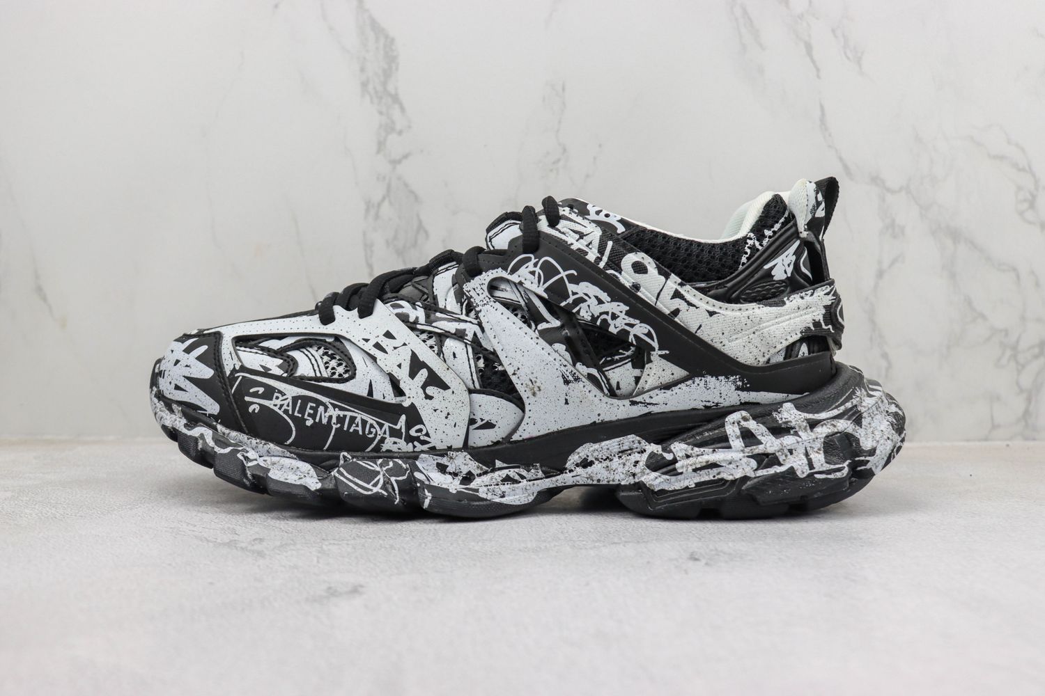Balenciaga Track Graffiti Black White