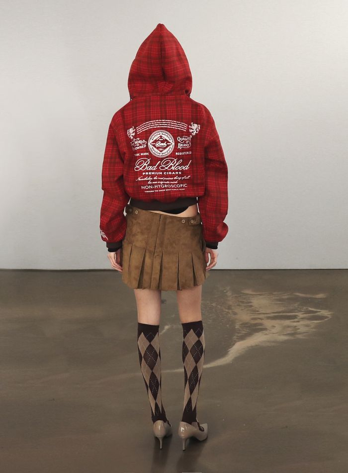 Classic Check Hooded Zip-Up - Red