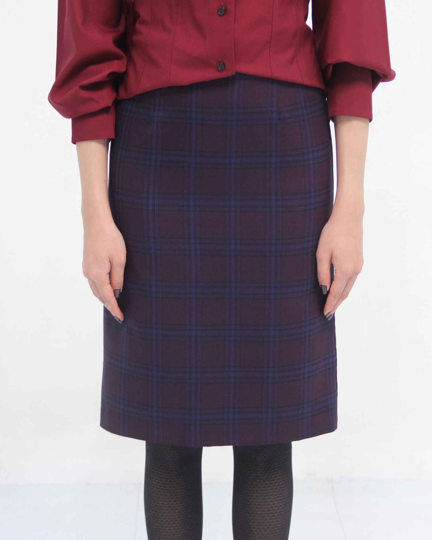 Sloane  Red Plaid Pencil Skirt