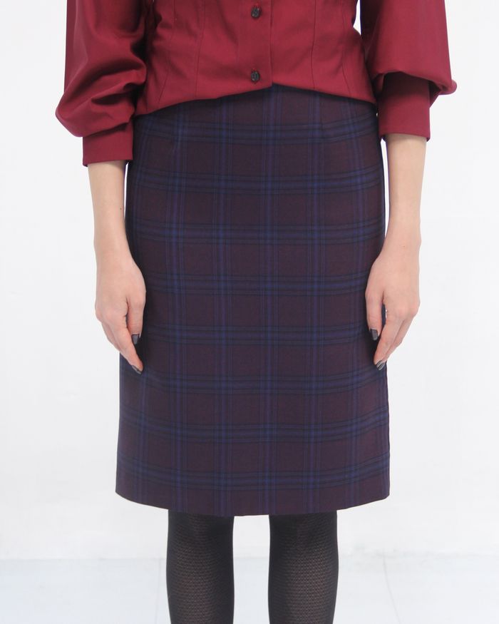 Sloane  Red Plaid Pencil Skirt