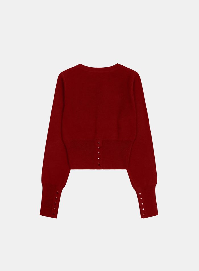 Pure Classic Button Up V-Neck Cardigan - Red