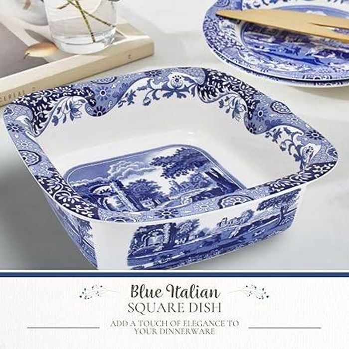 Square Rim Dish 25cm (Single) Blue Italian 