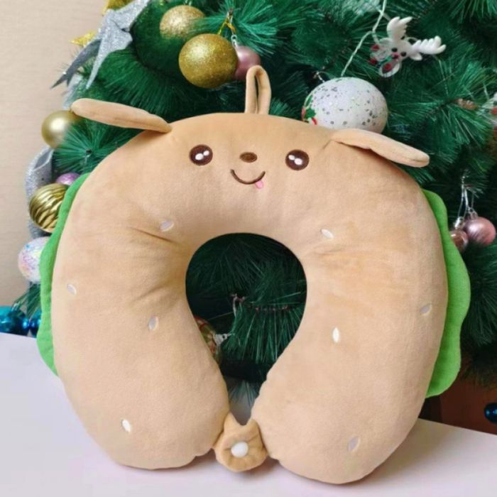 Delicious Hamburger Puppy PP Foam U Shaped Neck Pillow (Khaki)