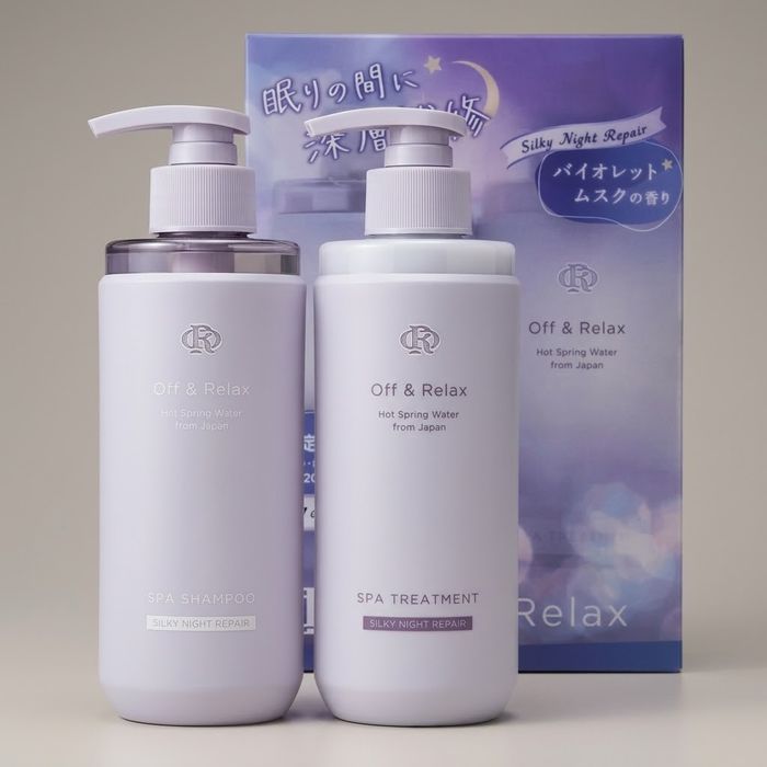 Off & Relax шампунь + нөхөн сэргээгч багц 260 мл × 2, торгомсог шөнө (OR Spa)
