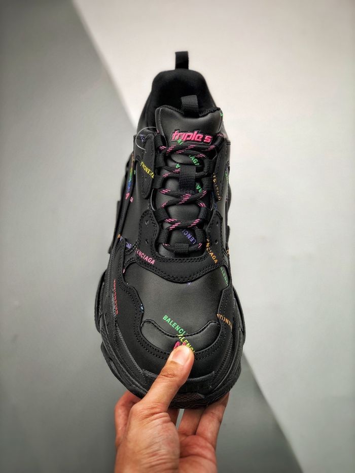 Balenciaga Triple S “All Over Logo Black Rainbow”