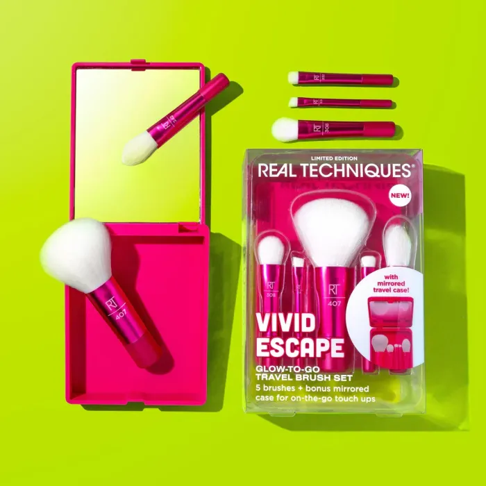 Real Techniques Vivid Escape Glow-To-Go Travel Brush Set