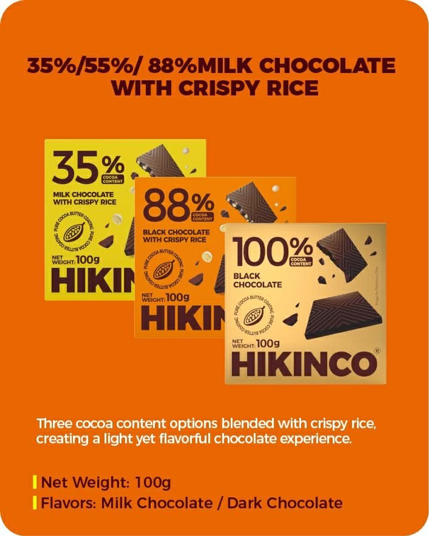 Шоколад Hikinco 100% cocoa 100гр