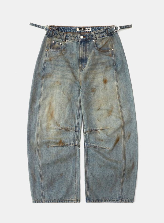  Lion Logo Barrel Jeans - Dusty Light Blue