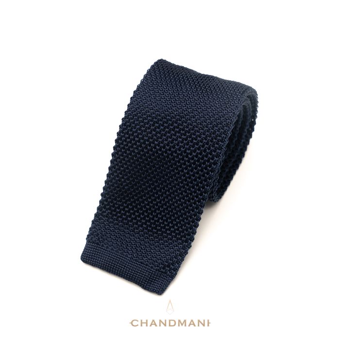 Tipped Knit Navy Tie