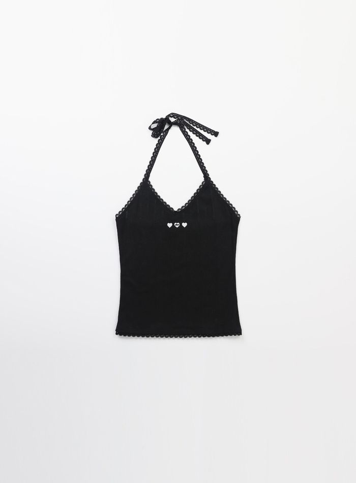 Classic Logo Pointe Halter Tank - Black