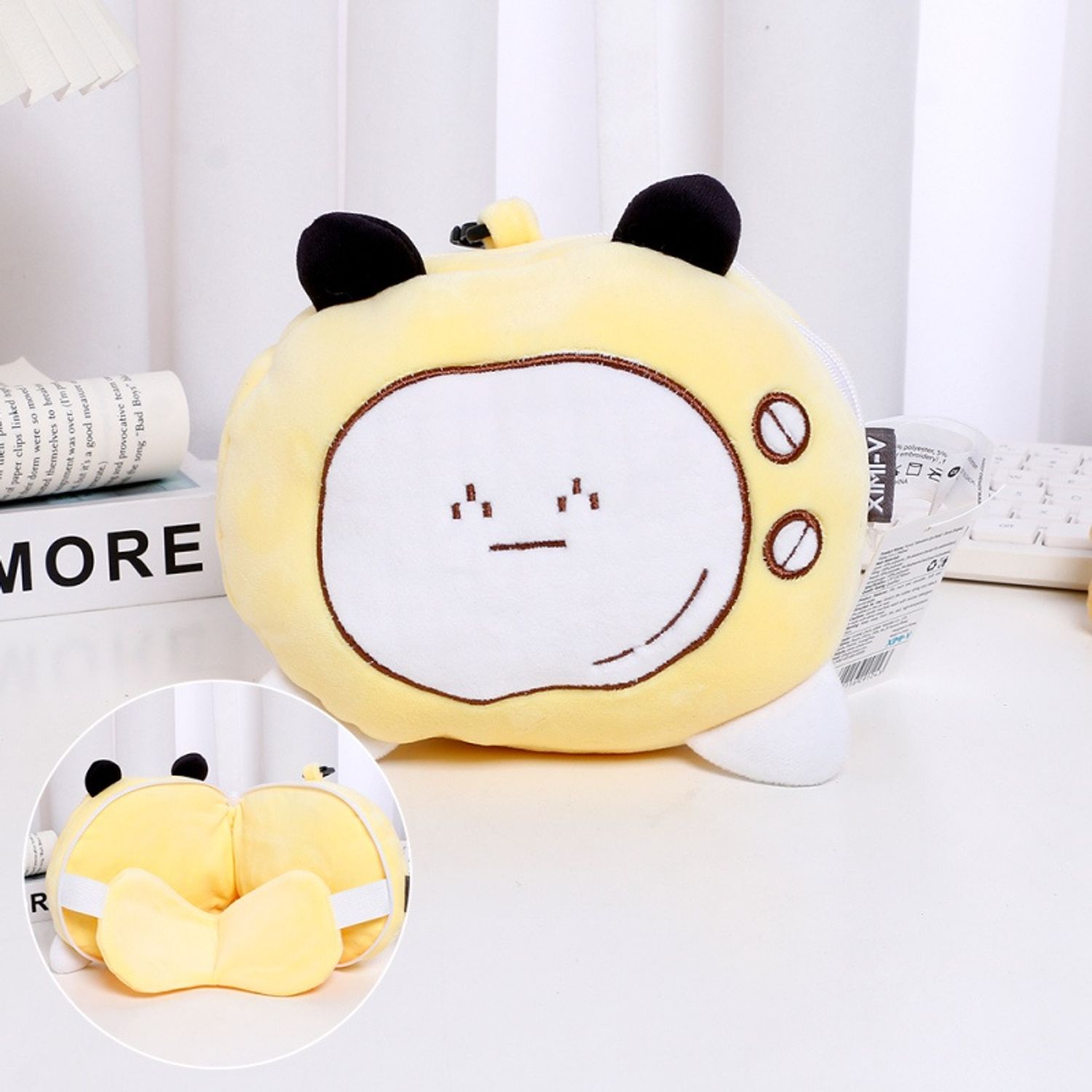 Funny Television Eye Mask + Bone Shaped Pillow 2-in-1 (Yellow)