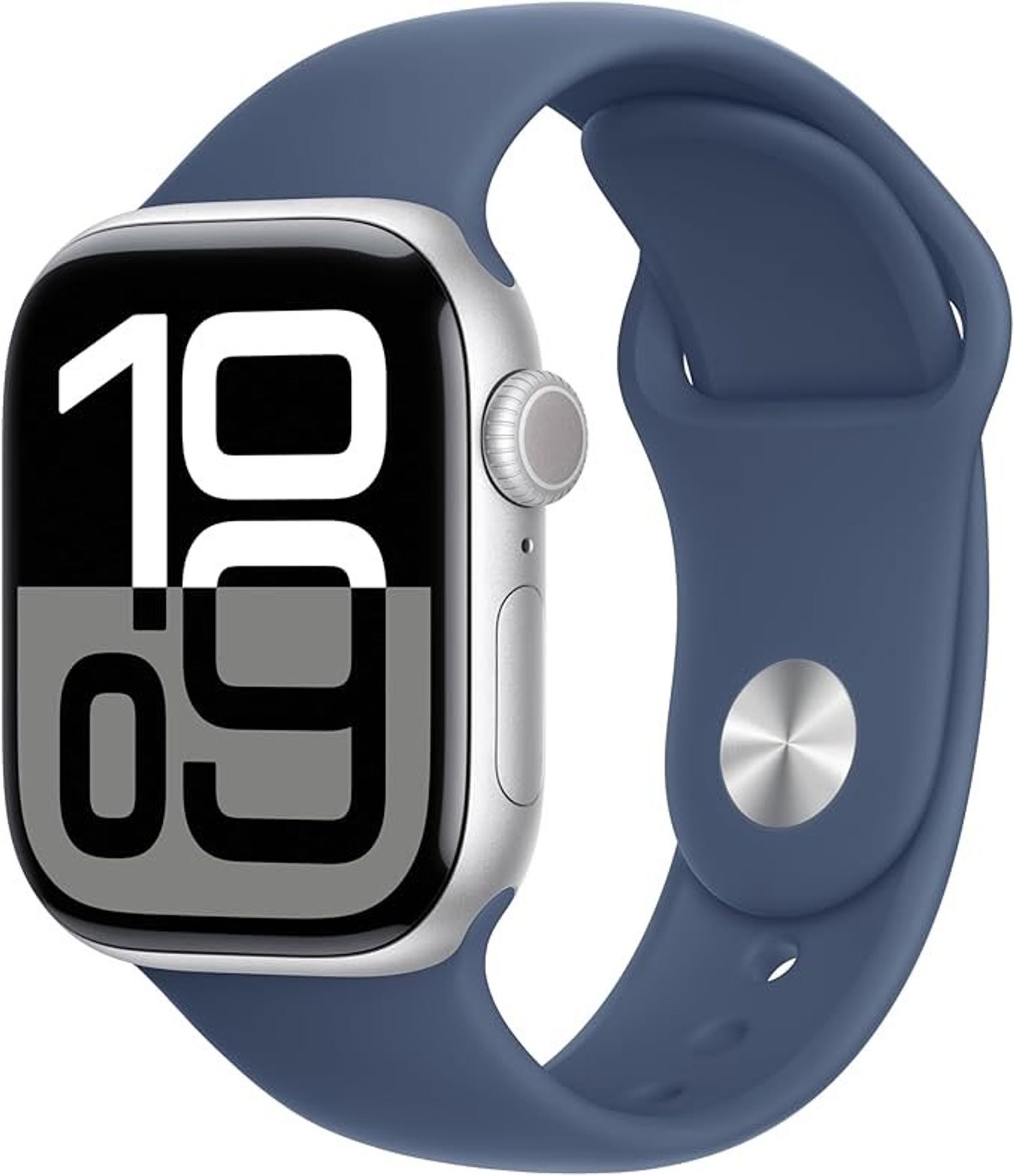 Apple Watch Series 10 GPS, 42mm, Silver Aluminium Case with Denim Sport Band