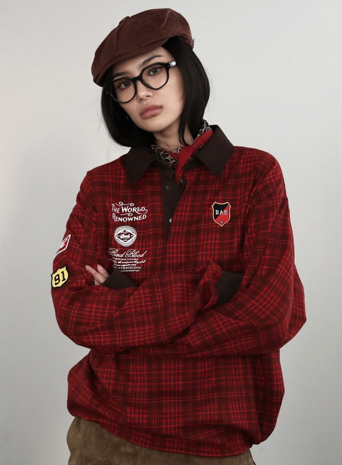 Classic Check Rugby Shirt - Red