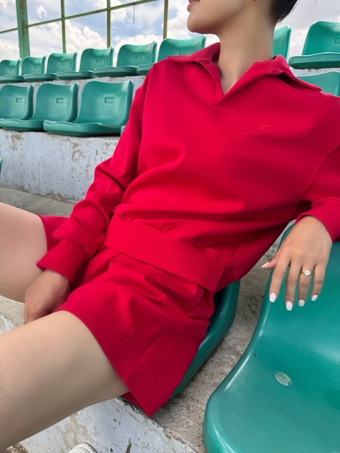 Red polo shirt