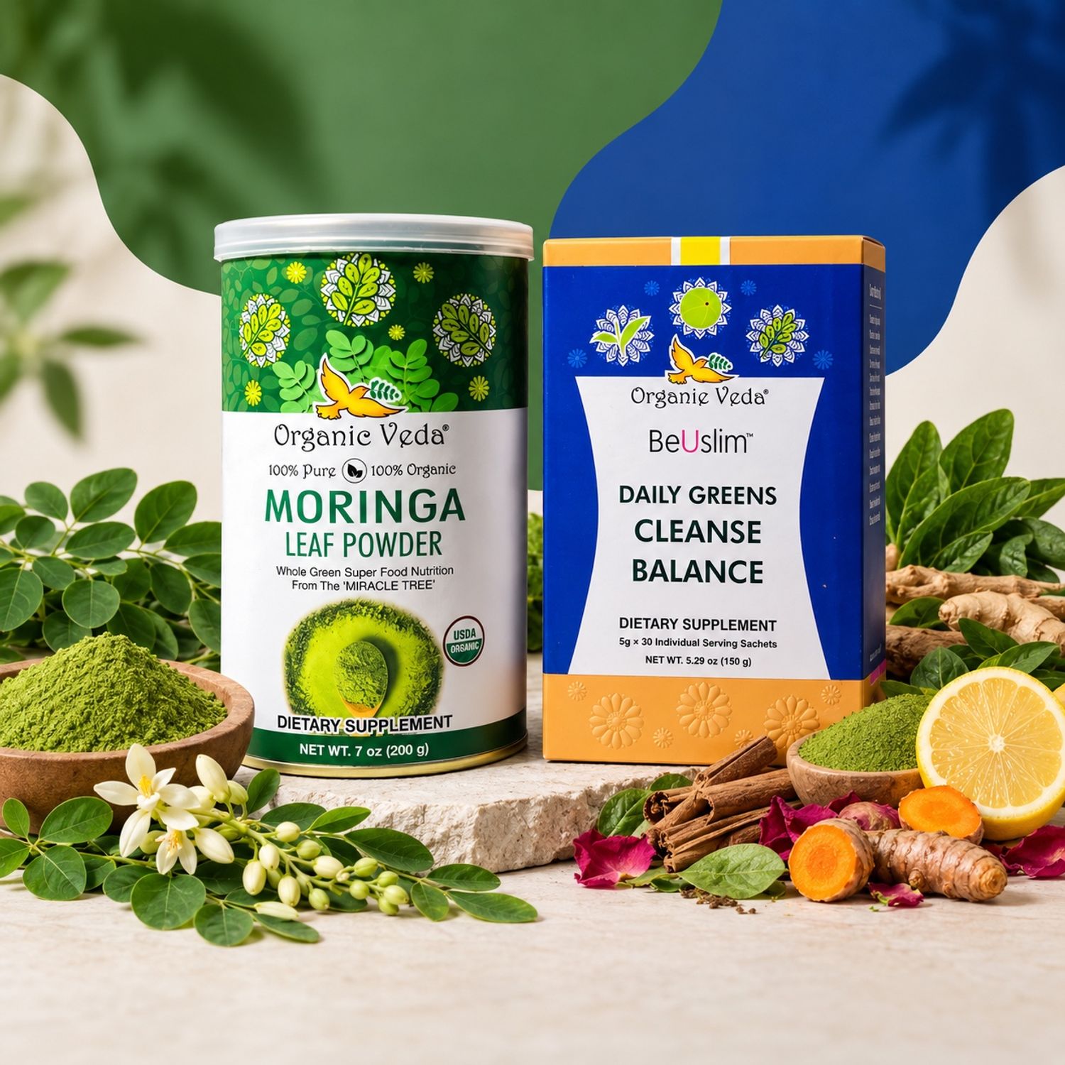 Organic Veda-Moringa Daily Green Nutrition & Detox Bundle