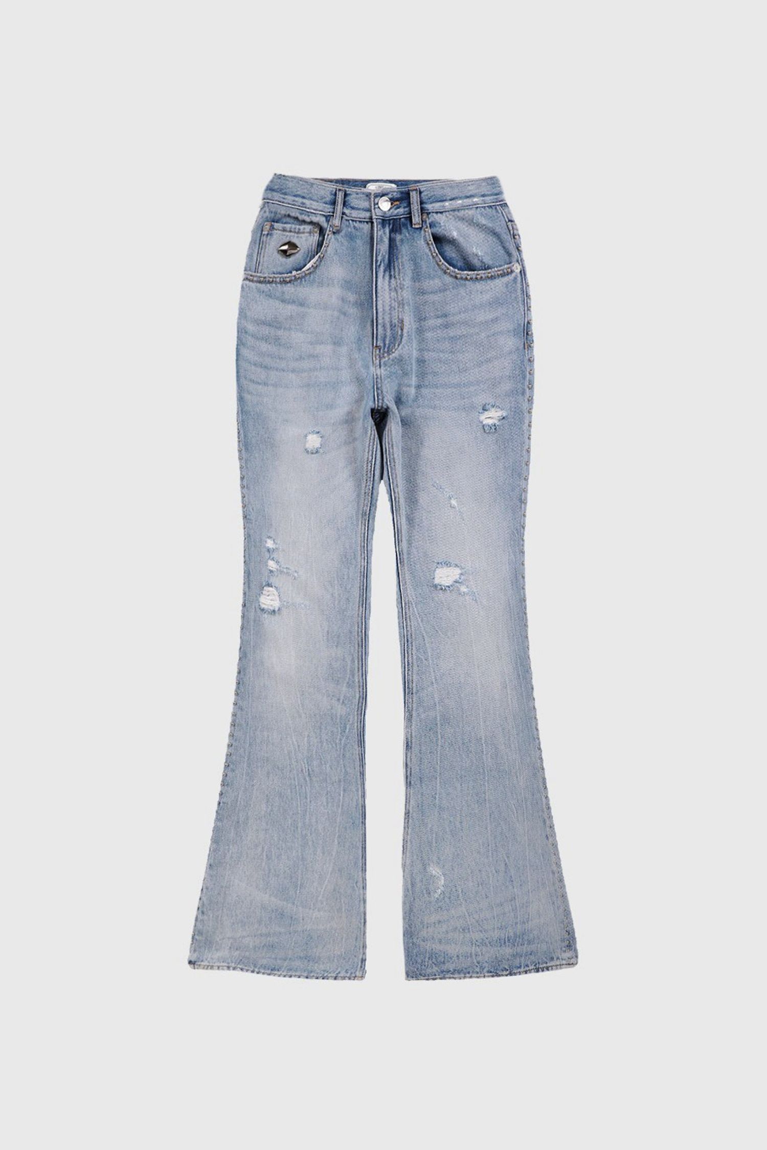 Studded Boot Cut Denim Pants - Blue