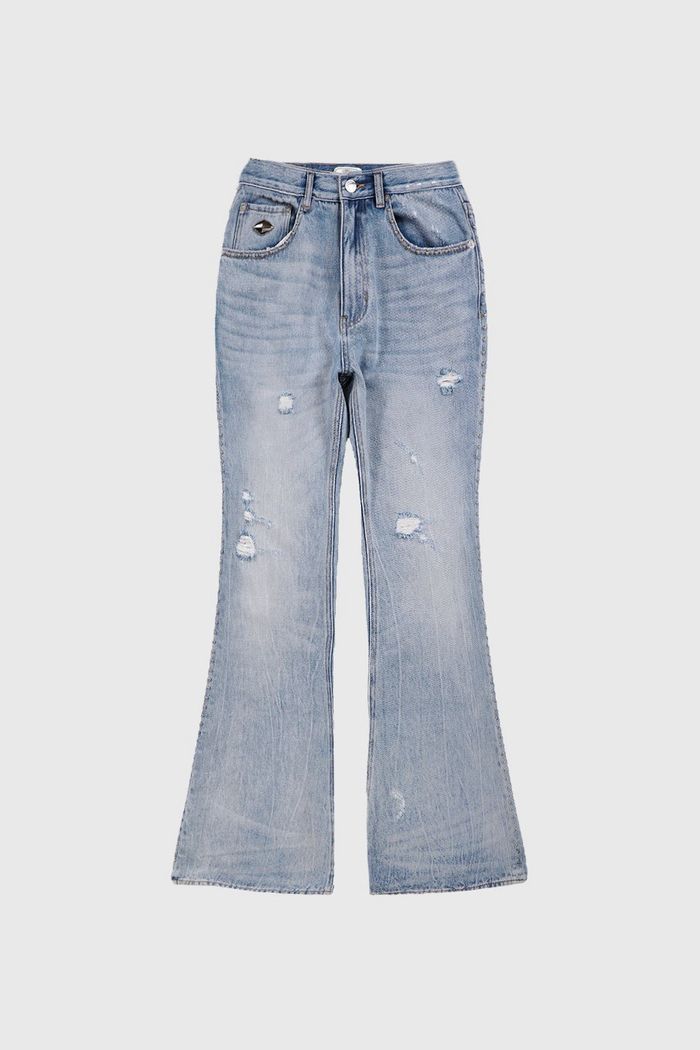  Studded Boot Cut Denim Pants - Blue