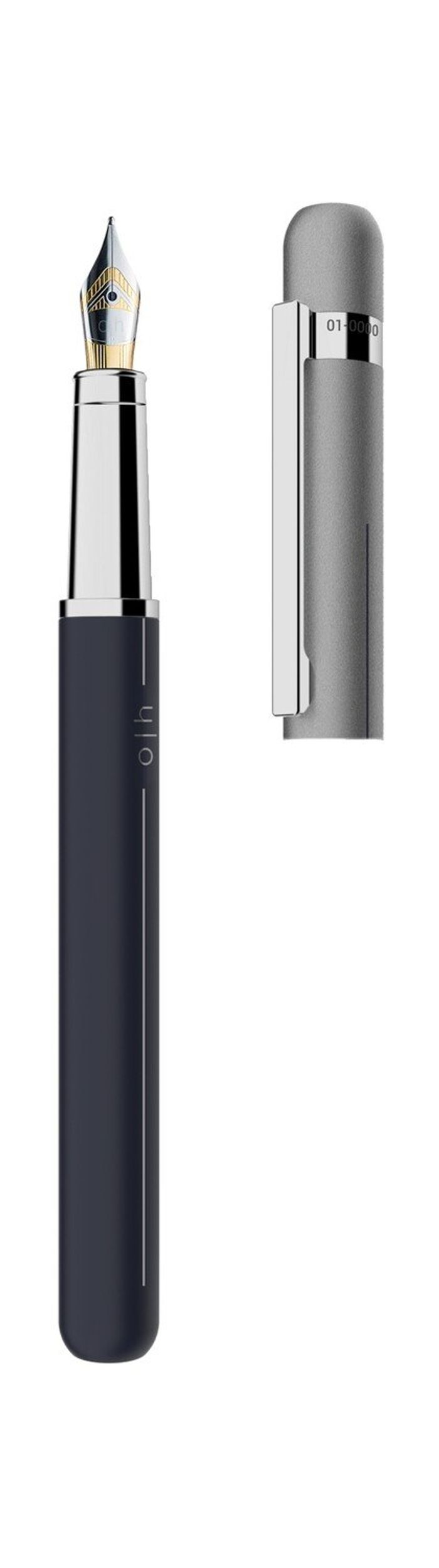Otto-Hutt Design 03 Fountain Pen - Matt navygrey lacquered/ platinum plated