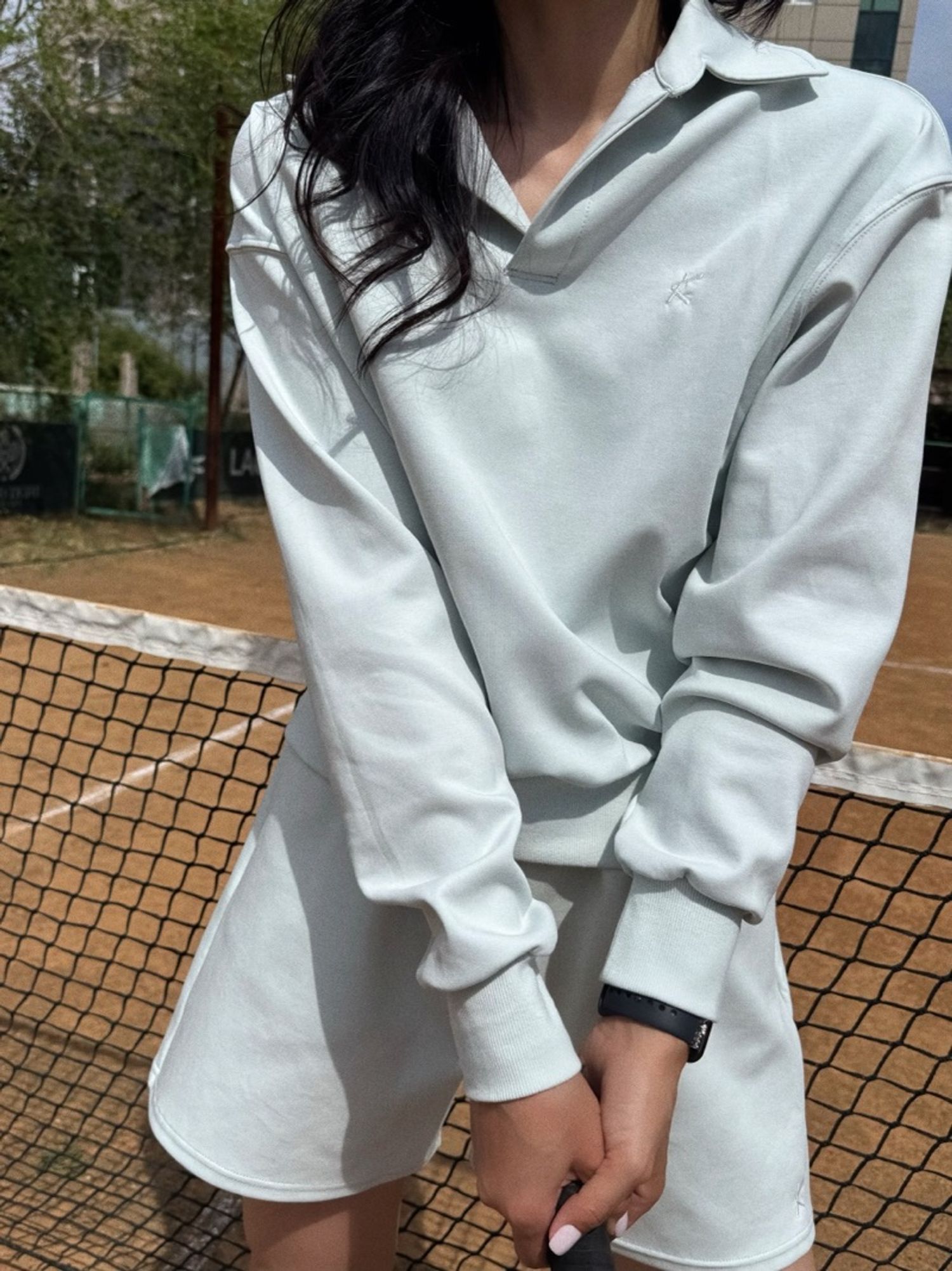 Mint blue polo shirt