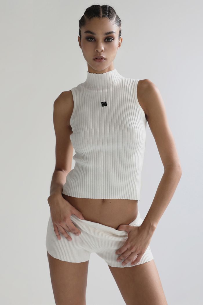  Fleur Mockneck Tank - Cream