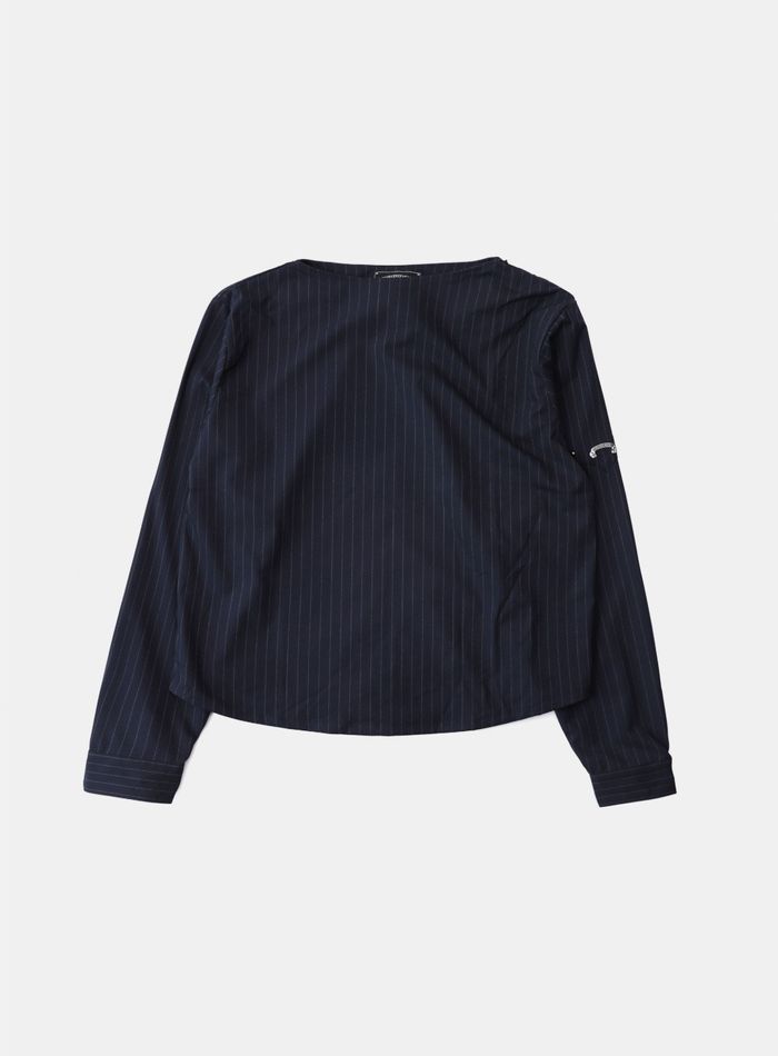 Viper Logo Boat Neck Long Sleeve - Navy/Stripe
