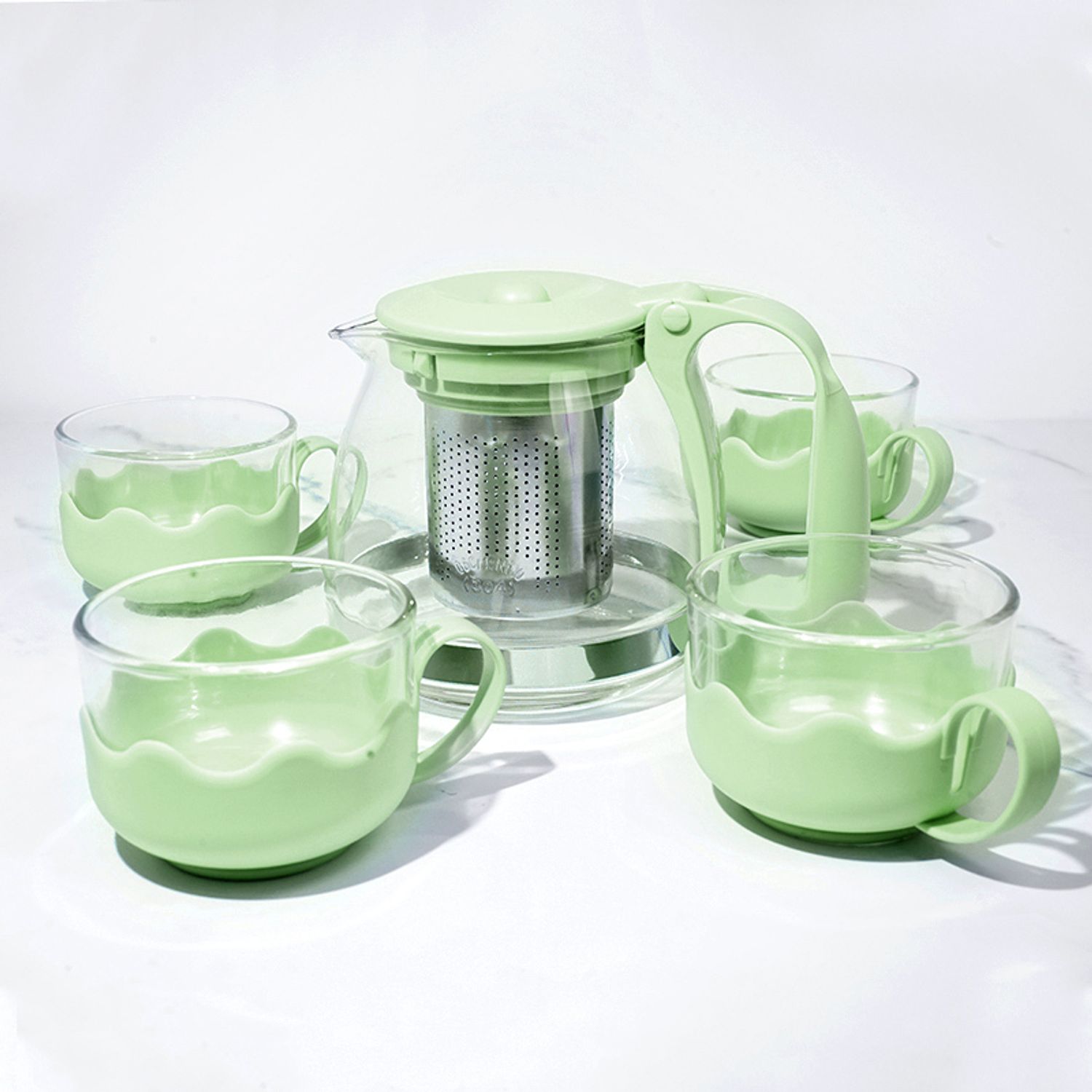 Classic Kettle & Cups Set 5 PCS (Green)