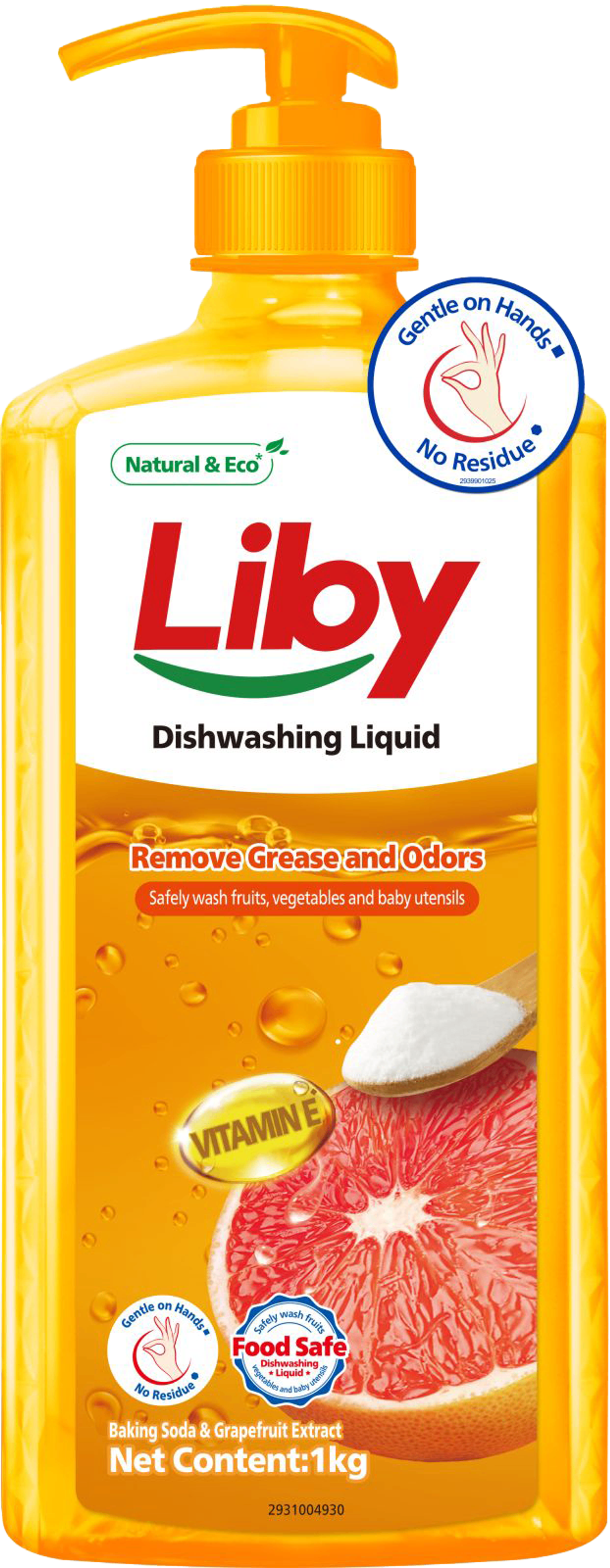 LIBY Жимс, ногооны пестицид арилгагчтай, хүнсний сода & гаатай аяга таваг угаагч 1000мл