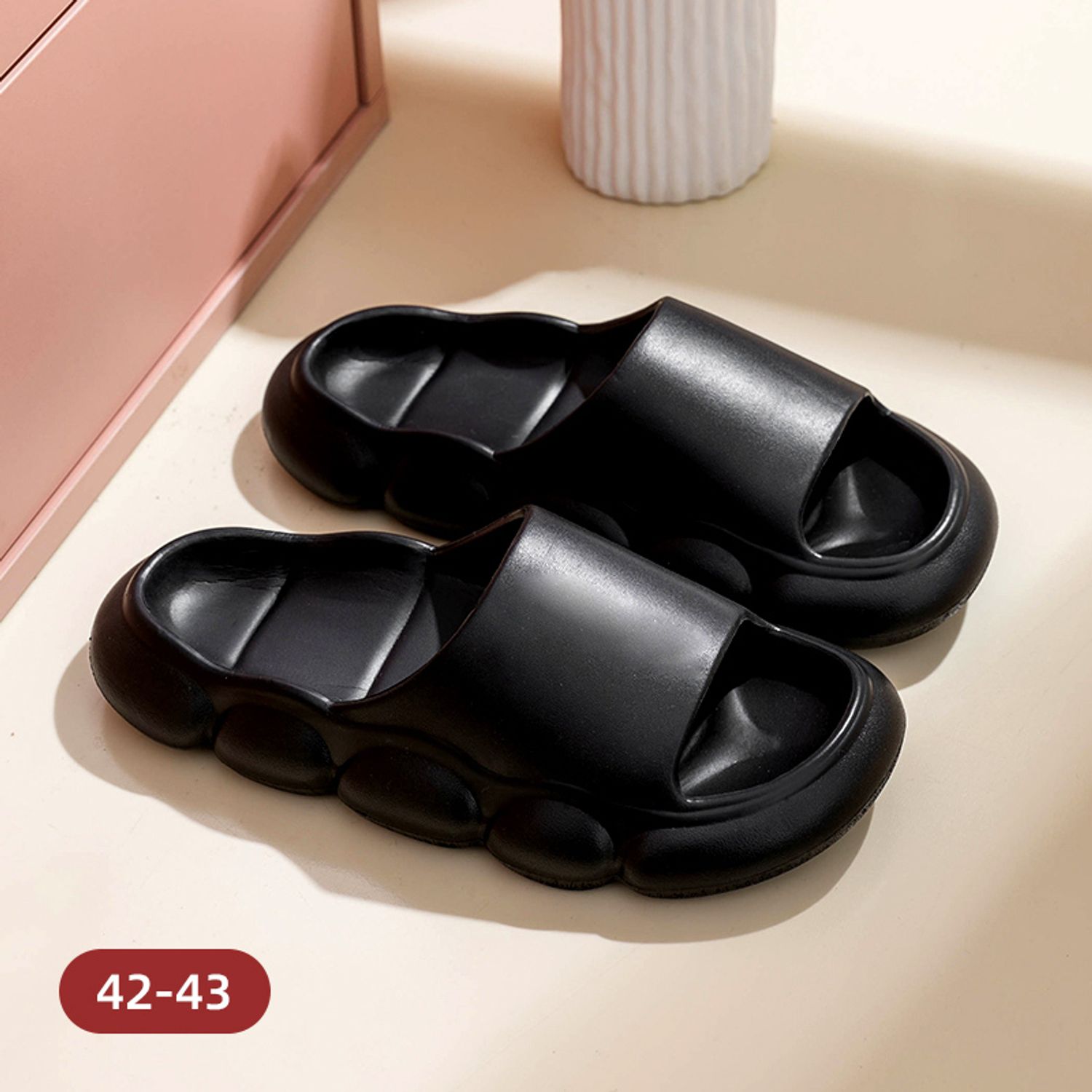 Cloud Series Thick-soled Slide Slipper for Men (Black 42-43)