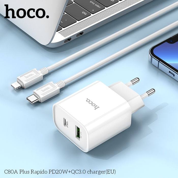 Hoco C80A Plus Rapido (20 Ватт +QC3.0) Цэнэглэгч (Евро)