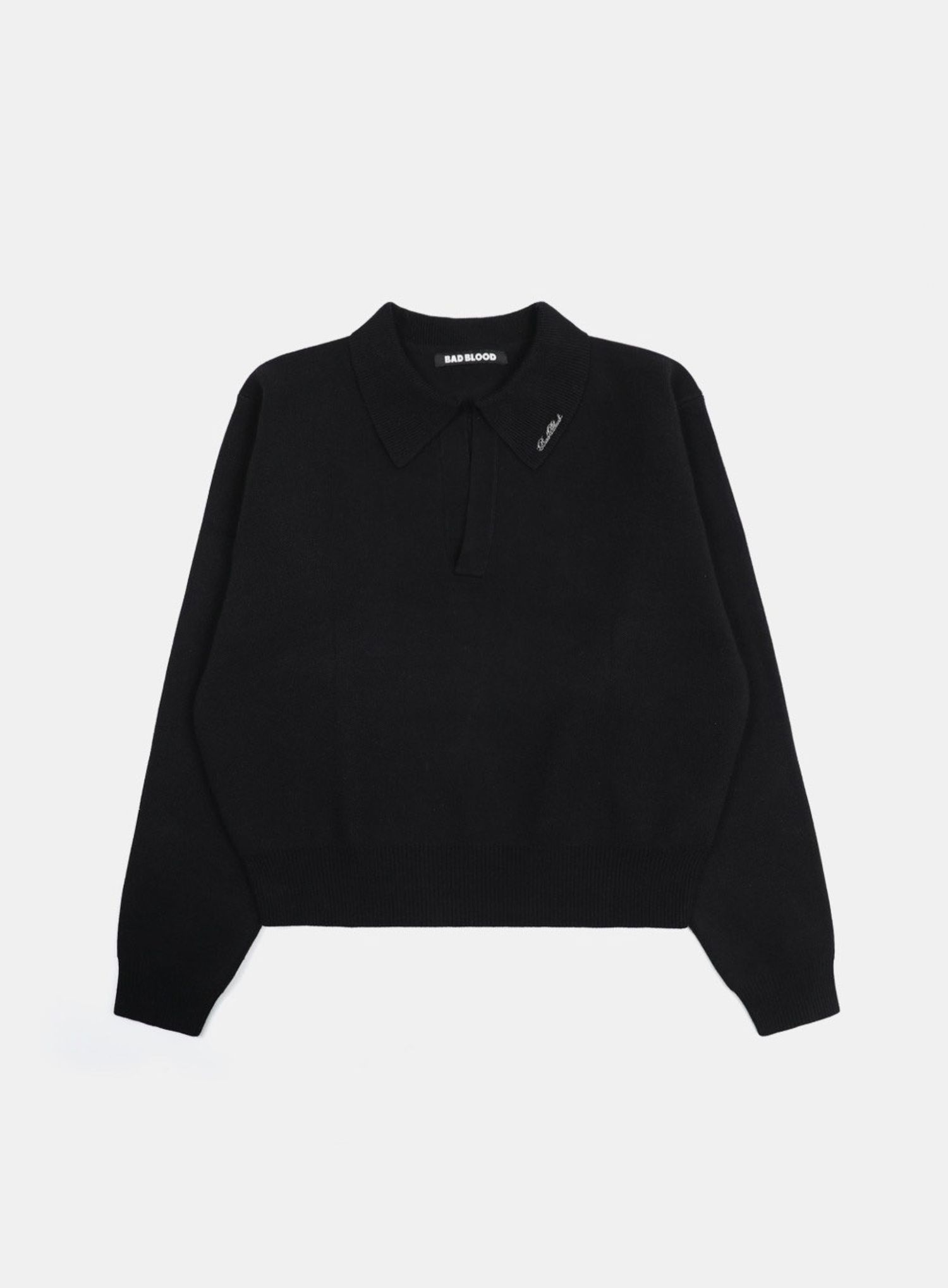 Heavy Weight Polo Pullover - Black