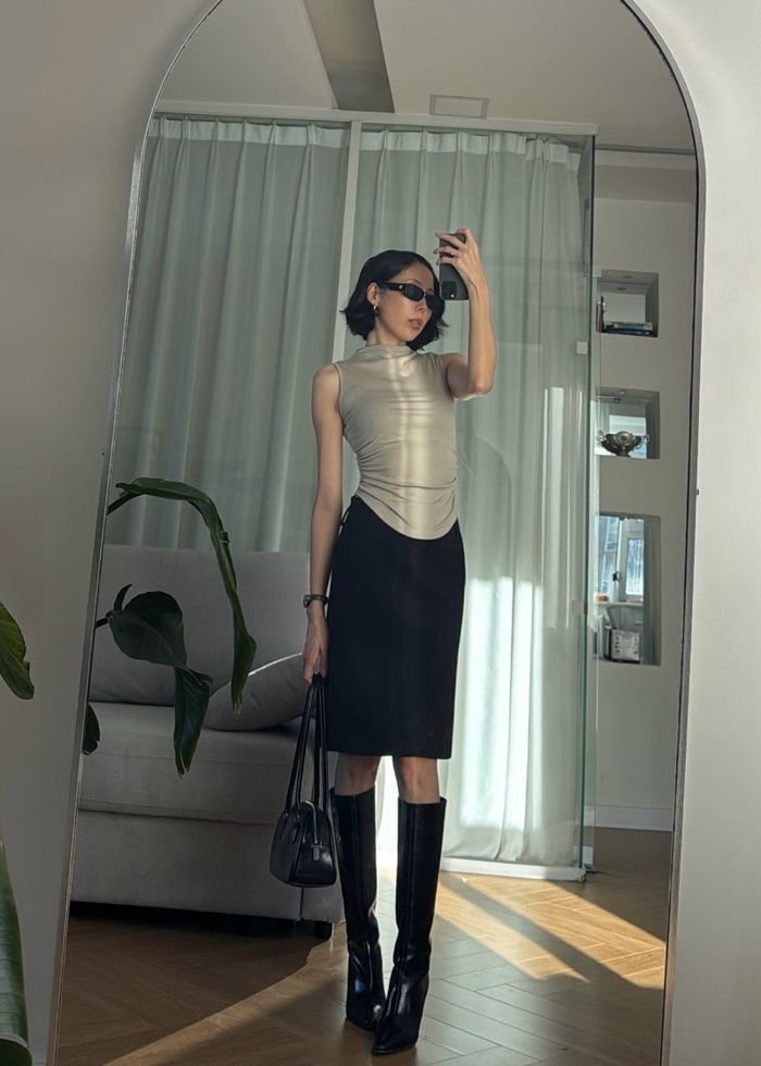 Retro HighWaisted Straight Skirt